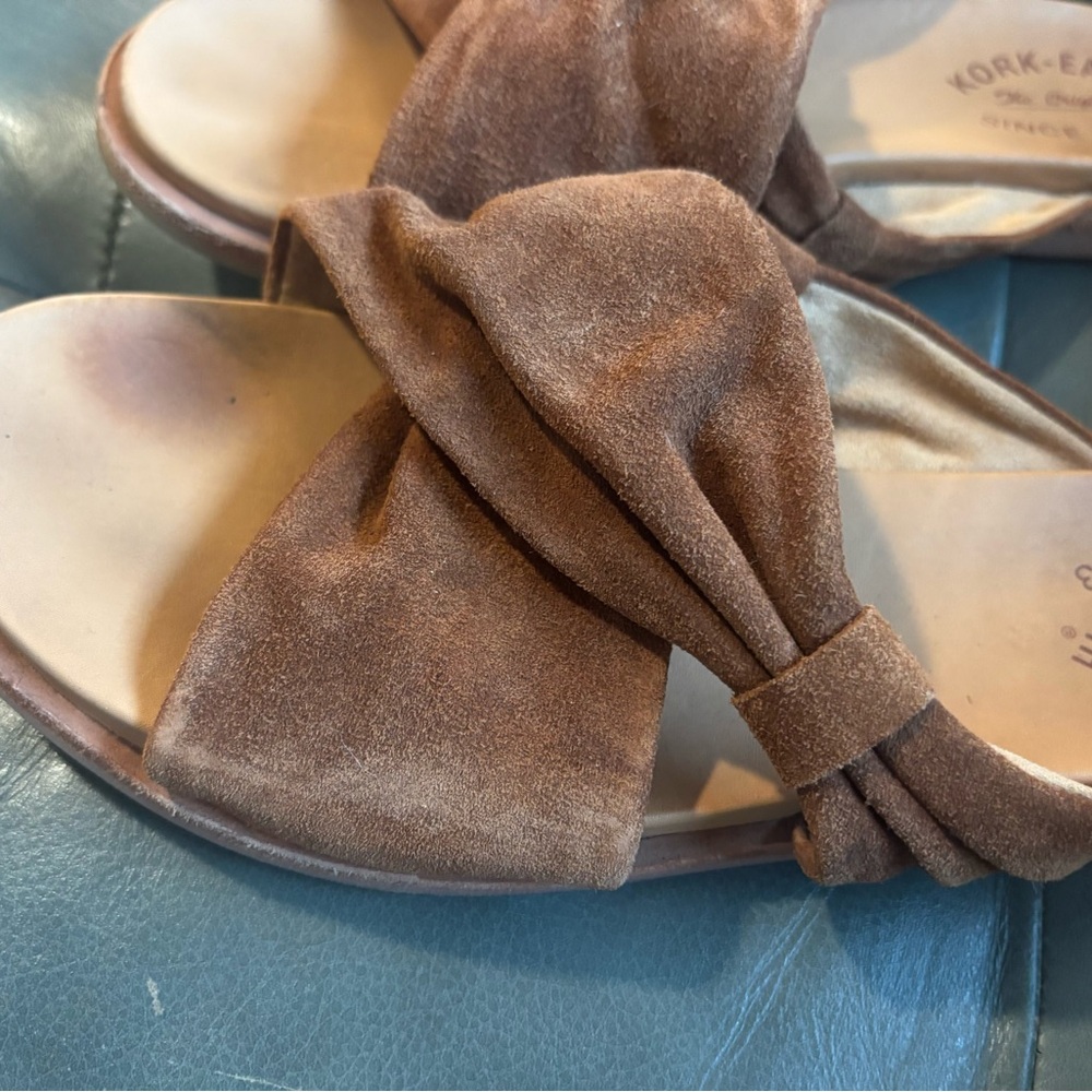 KORK-EASE Zel Suede Slide Sandals rust brown, Crossover Design, Sz 9M - Picture 4 of 5
